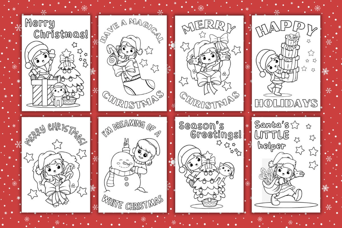 printable christmas cards to color for kids